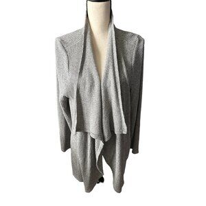 Chico’s Light Gray Thermal Cardigan 2 Way Hidden Snaps Pockets Size 1X